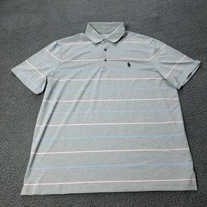 Polo Ralph Lauren Performance Shirt Striped Gray Short Sleeve Mens Size L Large